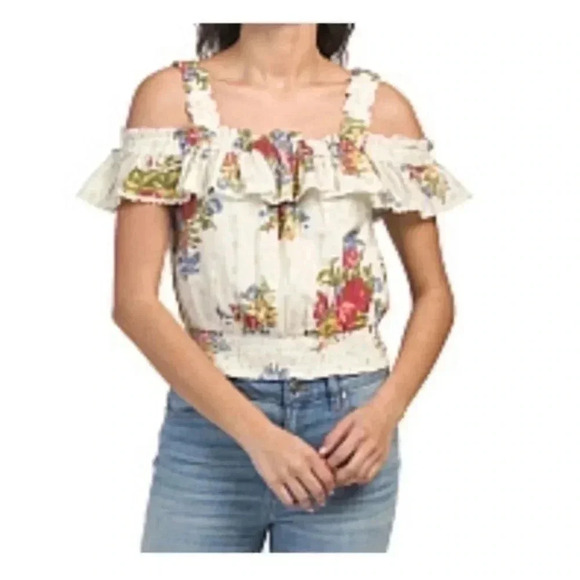 HOUSE OF HARLOW Smocked Ruffle Tank TOp
Ivory Multi Small - Picture 1 of 7